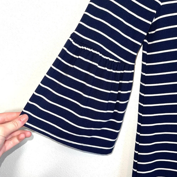 WHBM Navy Blue White Striped Bell Sleeve Knee-length Shift Dress Xsmall Women’s - Picture 5 of 13